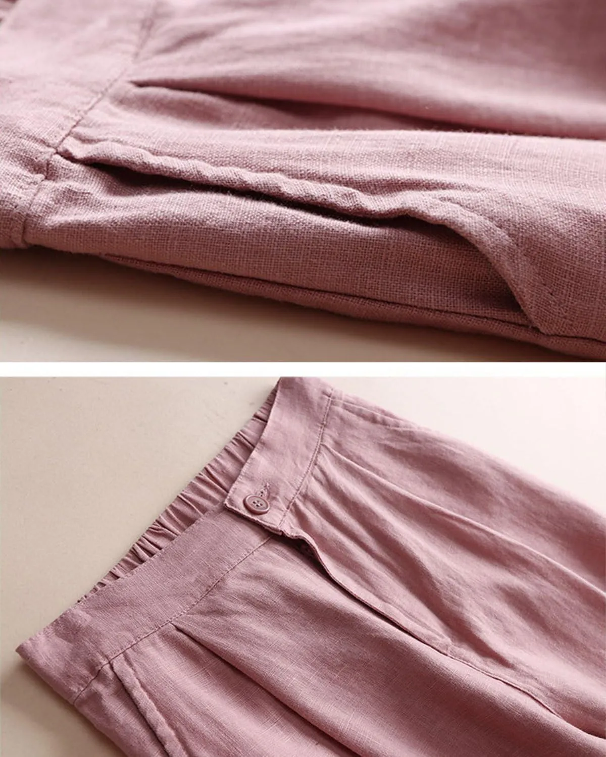 Women's 100% Linen Wide Leg Pants Summer Casual Cropped Palazzo Beach Pants Outfits 2025 Trendy