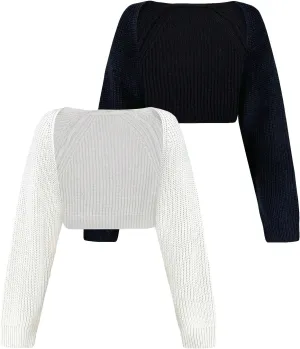 Women's 2 Pack Bolero Shrug Cardigan Long Sleeve Knit Cropped Cardigan Sweater Fall Outfits