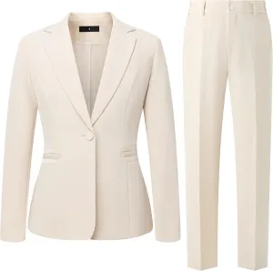 Women's 2 Piece Suit One Button Dressy Blazer Pants Suit Set Business Casual Outfits