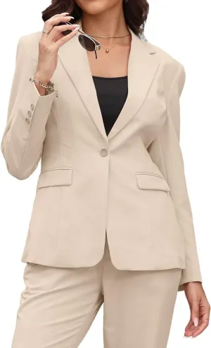 Women's 2 Piece Suit One Button Slim Fit Dressy Blazer Pants Suit Set Business Casual Outfits for Women