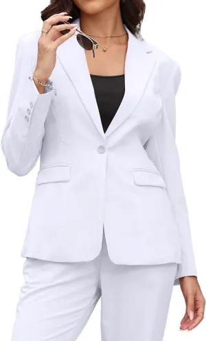 Women's 2 Piece Suit One Button Slim Fit Dressy Blazer Pants Suit Set Business Casual Outfits for Women