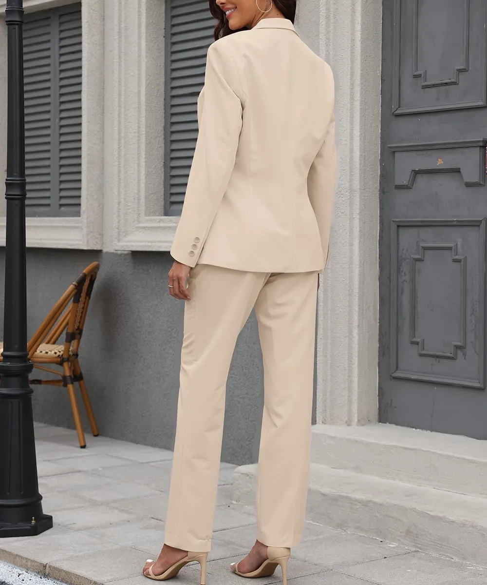 Women's 2 Piece Suit One Button Slim Fit Dressy Blazer Pants Suit Set Business Casual Outfits for Women