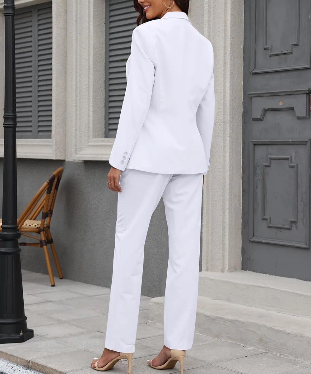 Women's 2 Piece Suit One Button Slim Fit Dressy Blazer Pants Suit Set Business Casual Outfits for Women