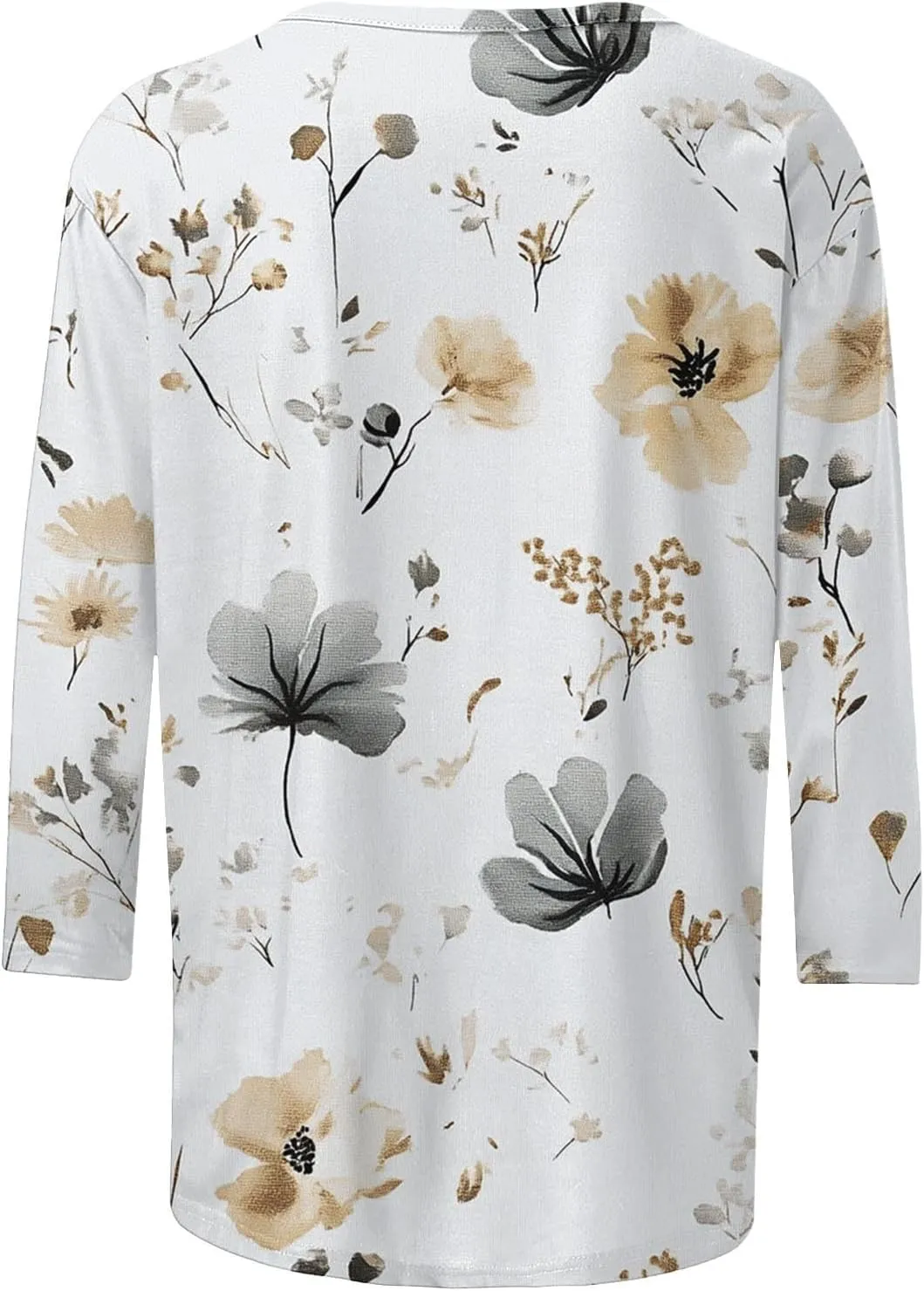 Women's 3/4 Length Sleeve Tops Casual Round Neck Tunic Shirts Spring Summer Basic Tees Loose Fit Business Work Blouse