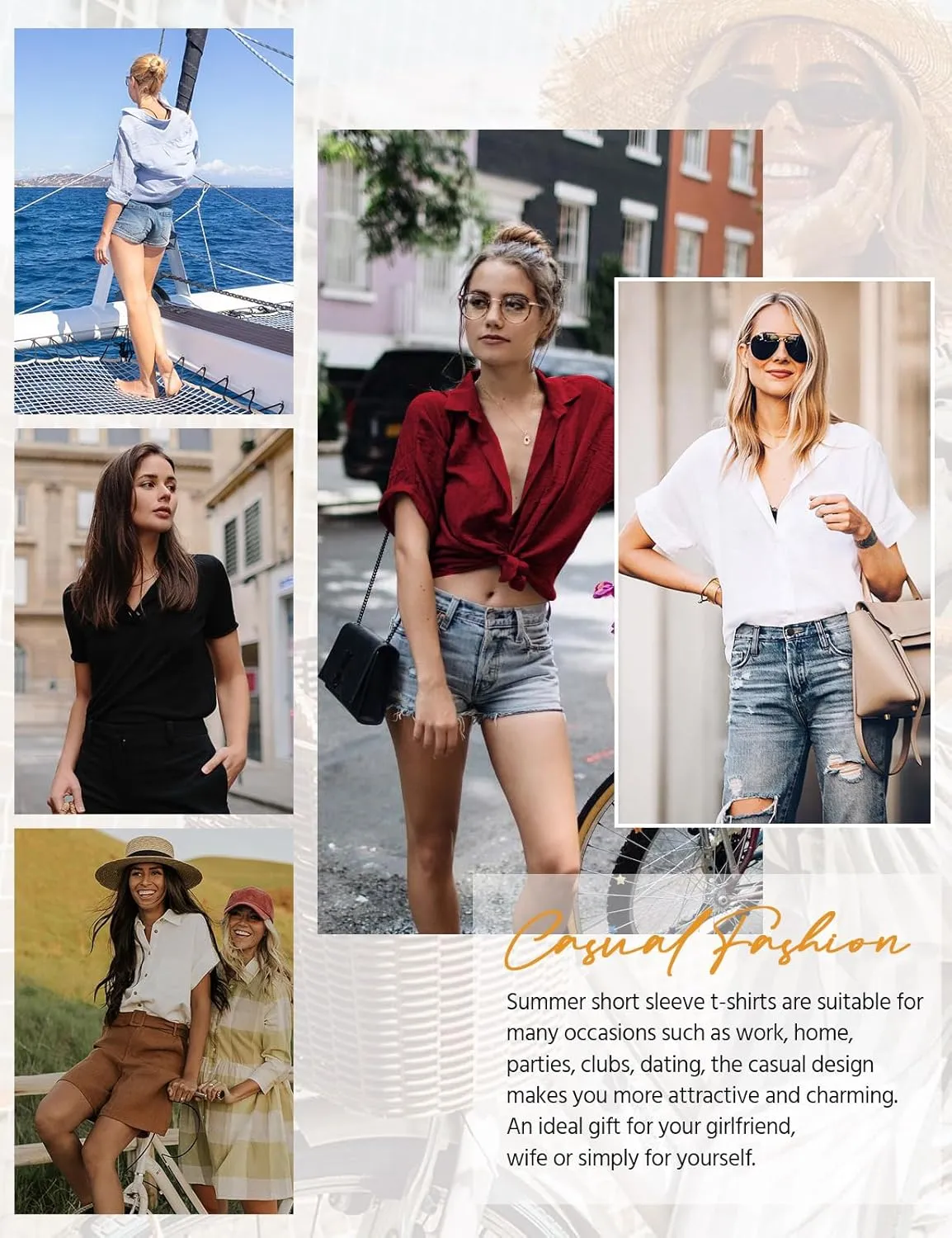 Womens Button Down Shirts Cotton Summer Tops V Neck Short Sleeve Shirt Collar Blouse Casual Plain Tshirt Work Tops