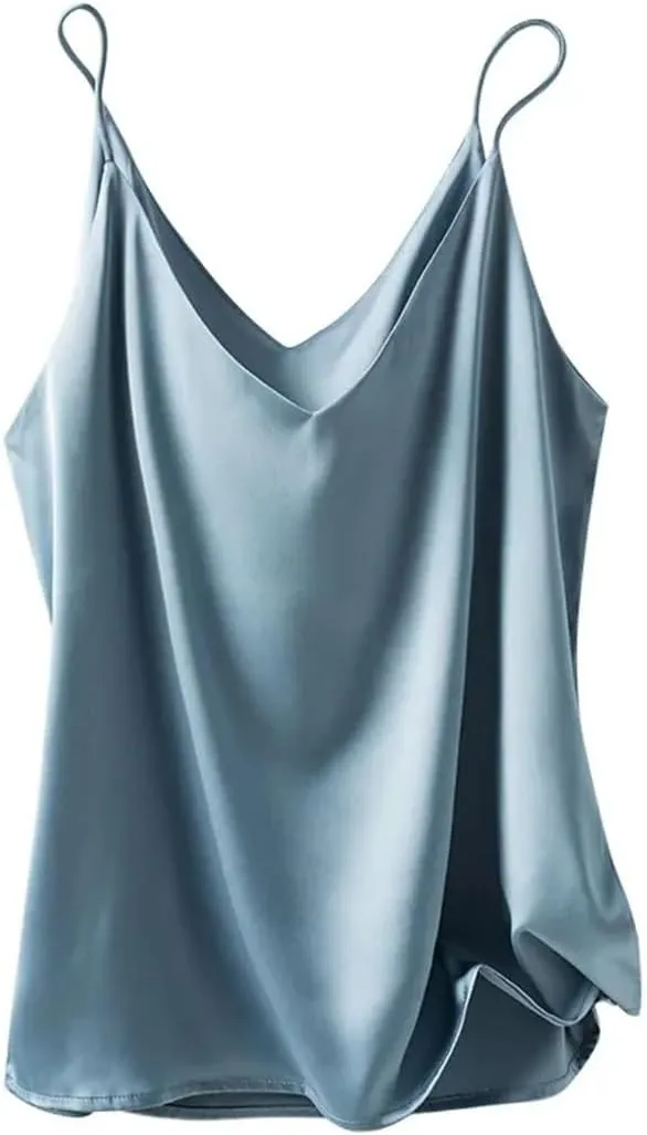 Women's Camisole Summer Real Silk Solid Color V-Neck Tank Top
