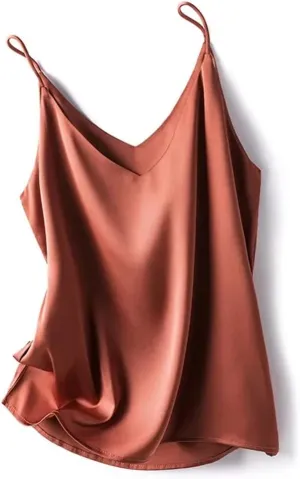 Women's Camisole Summer Real Silk Solid Color V-Neck Tank Top