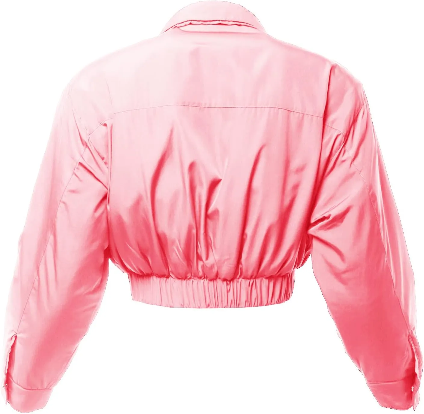 Women's Cropped Front Two Pocket Snap Quilted Padding Bomber Jacket