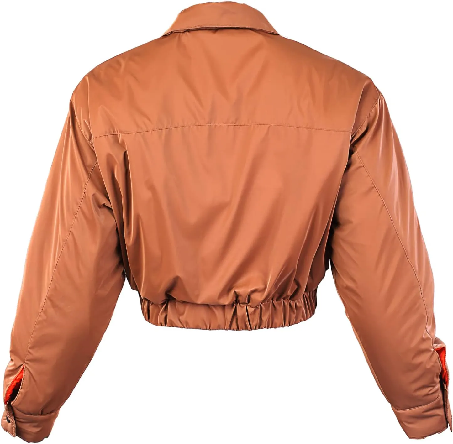 Women's Cropped Front Two Pocket Snap Quilted Padding Bomber Jacket