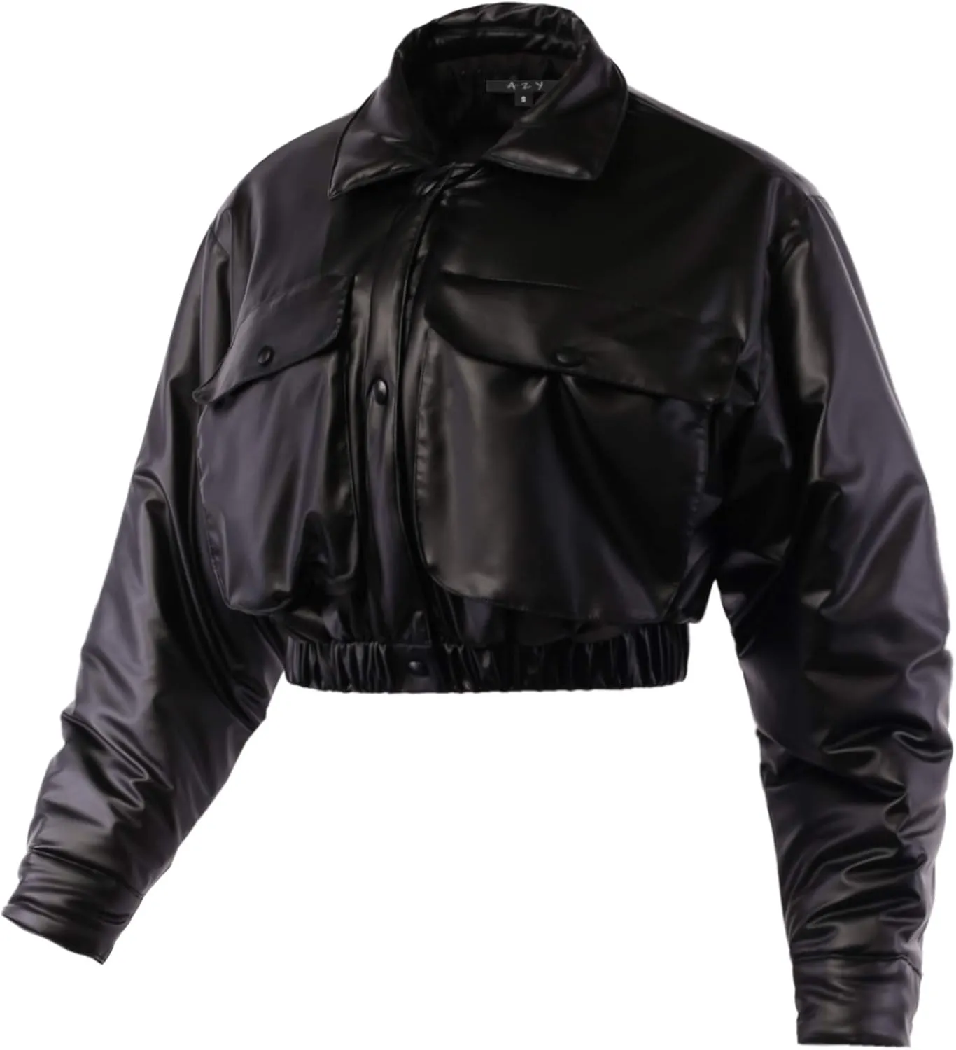 Women's Cropped Front Two Pocket Snap Quilted Padding Bomber Jacket
