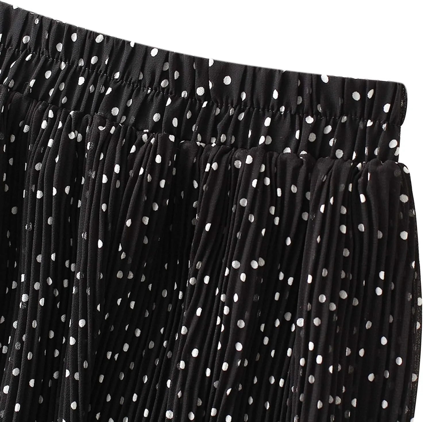Womens Elastic Summer High Waist Polka Dot Pleated Skirt Midi Maxi Swing Boho Floral Print A Line Maxi Skirt (Color : C, Size : One Size)