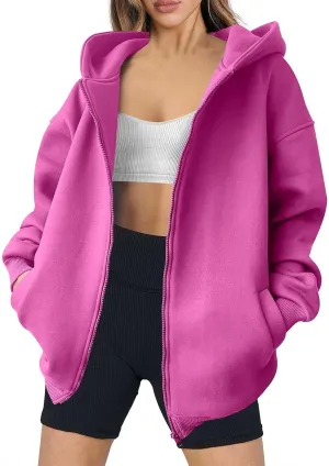 Women's Full Zip Up Hoodie Long Sleeve Hooded Sweatshirts Hoodies Fall Jacket Oversized Sweatshirts with Pockets