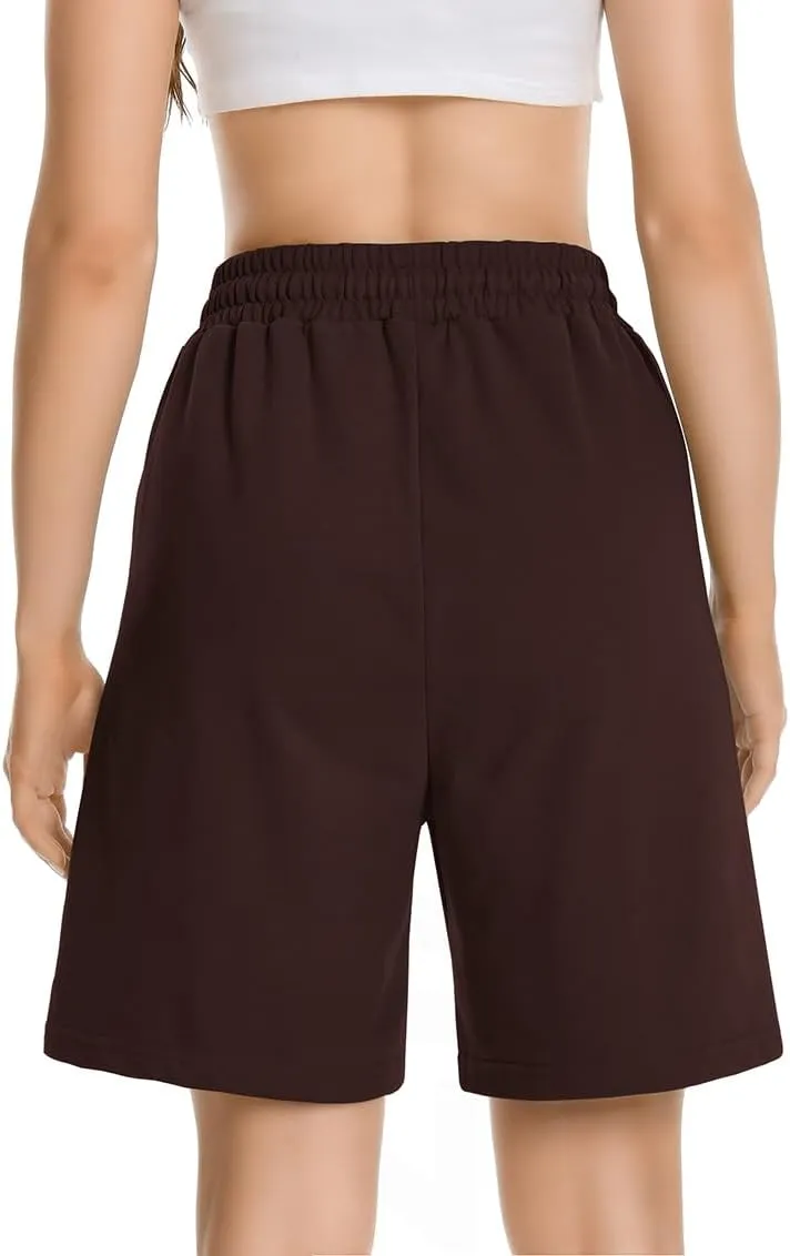 Womens Long Sweat Shorts Casual Summer Bermuda Loose Lounge Workout Athletic Shorts with Pockets