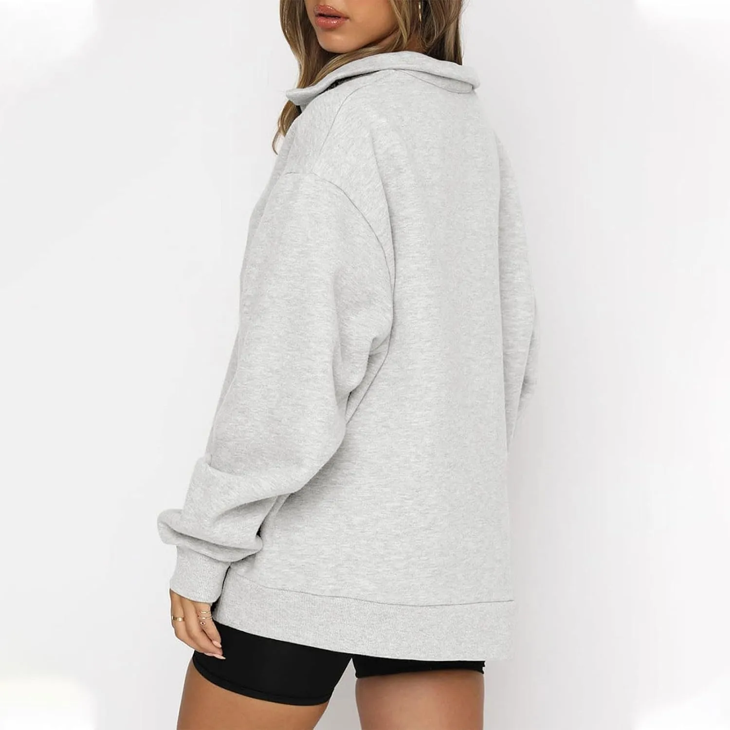Women's Oversized Half Zip Fleece Sweatshirts Quarter Zip Pullover Top Fall 2024 Outfits Trendy Teens Preppy Clothes