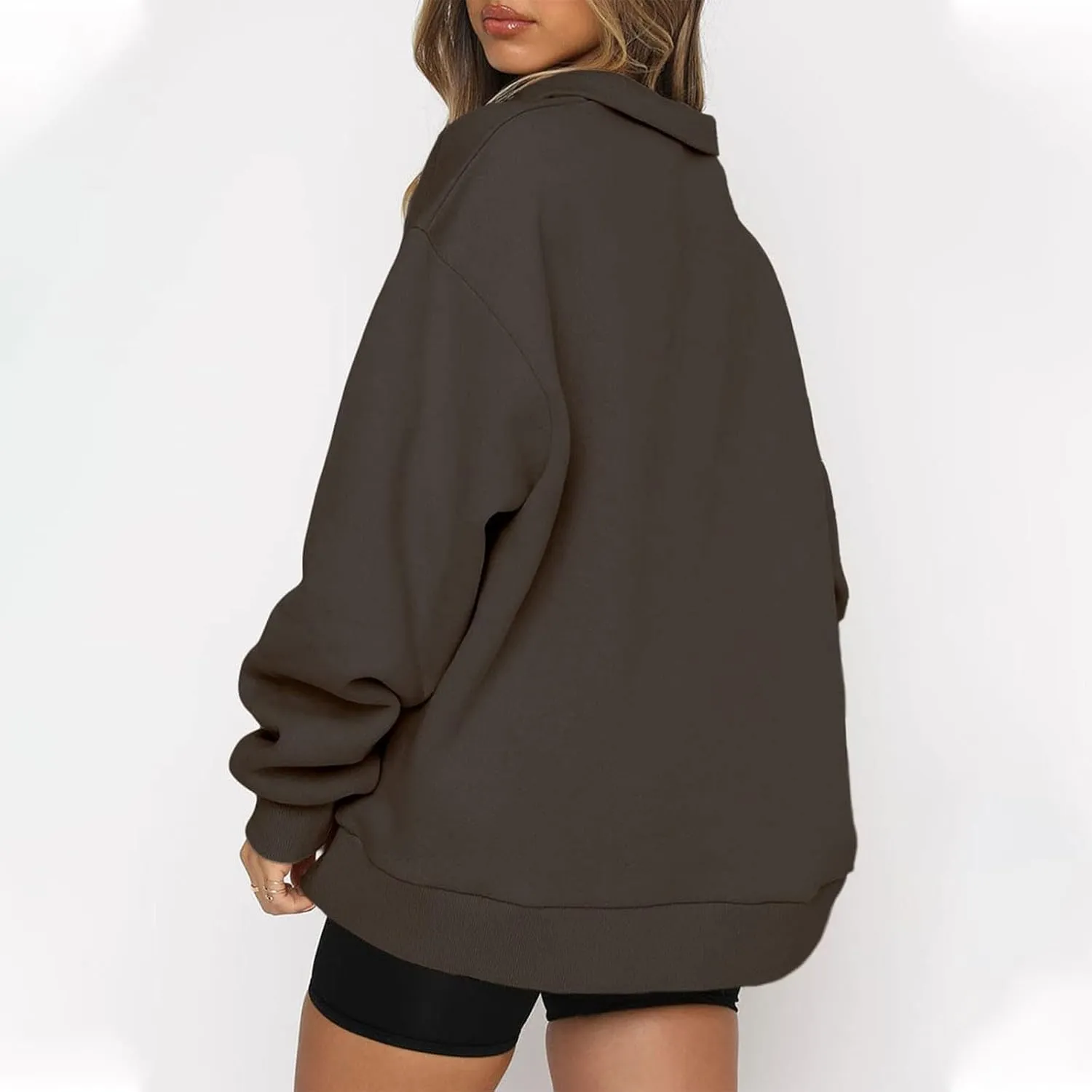Women's Oversized Half Zip Fleece Sweatshirts Quarter Zip Pullover Top Fall 2024 Outfits Trendy Teens Preppy Clothes