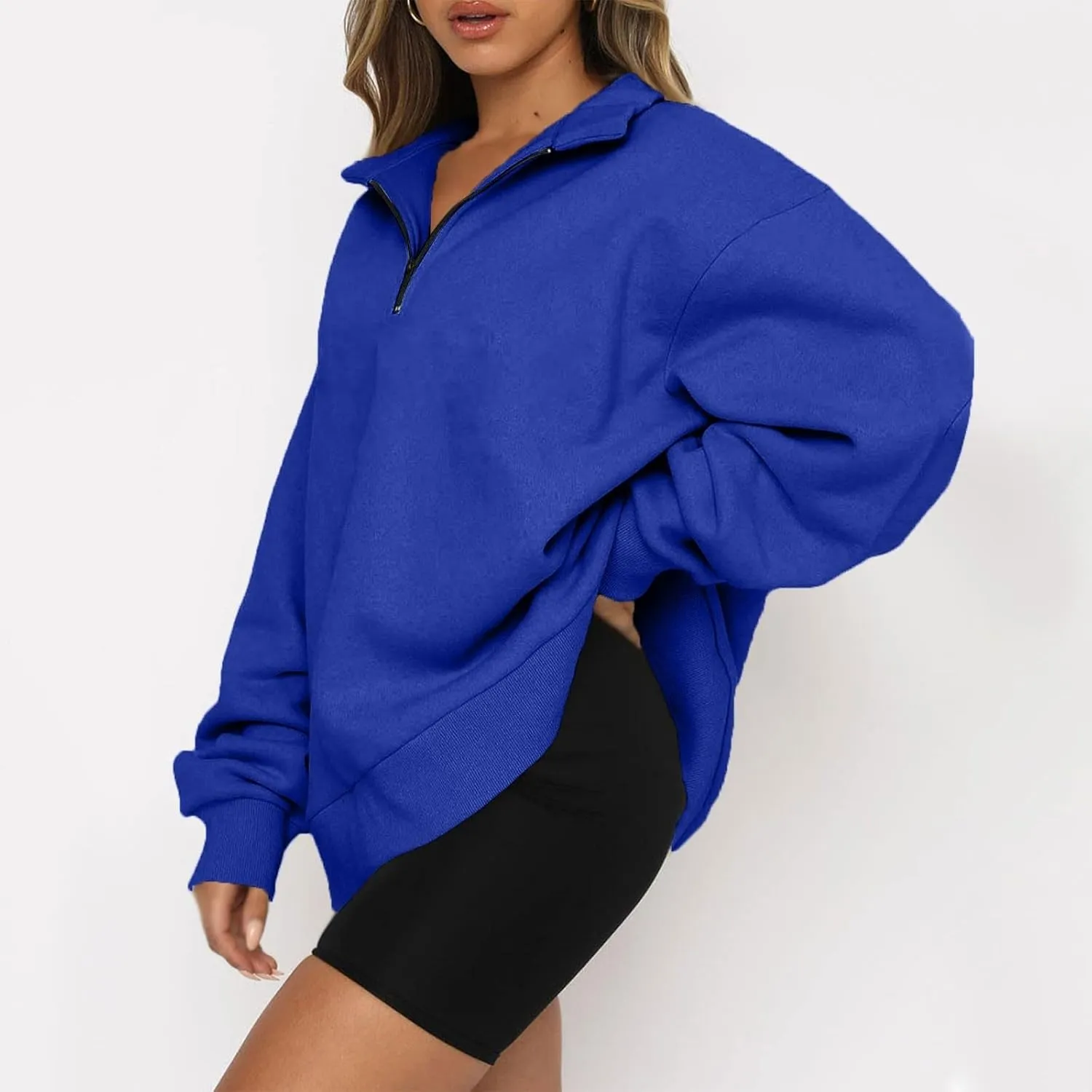 Women's Oversized Half Zip Fleece Sweatshirts Quarter Zip Pullover Top Fall 2024 Outfits Trendy Teens Preppy Clothes