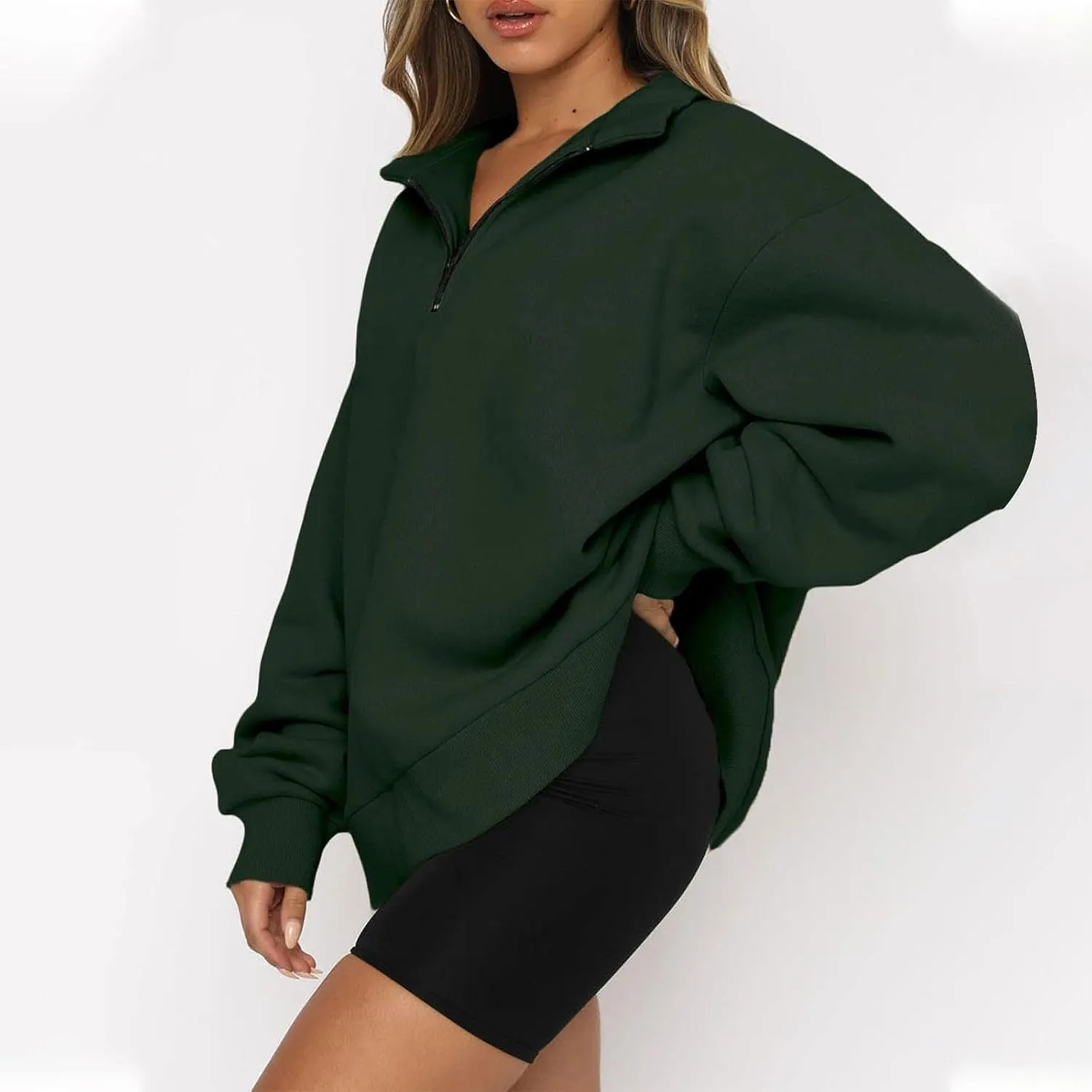 Women's Oversized Half Zip Fleece Sweatshirts Quarter Zip Pullover Top Fall 2024 Outfits Trendy Teens Preppy Clothes