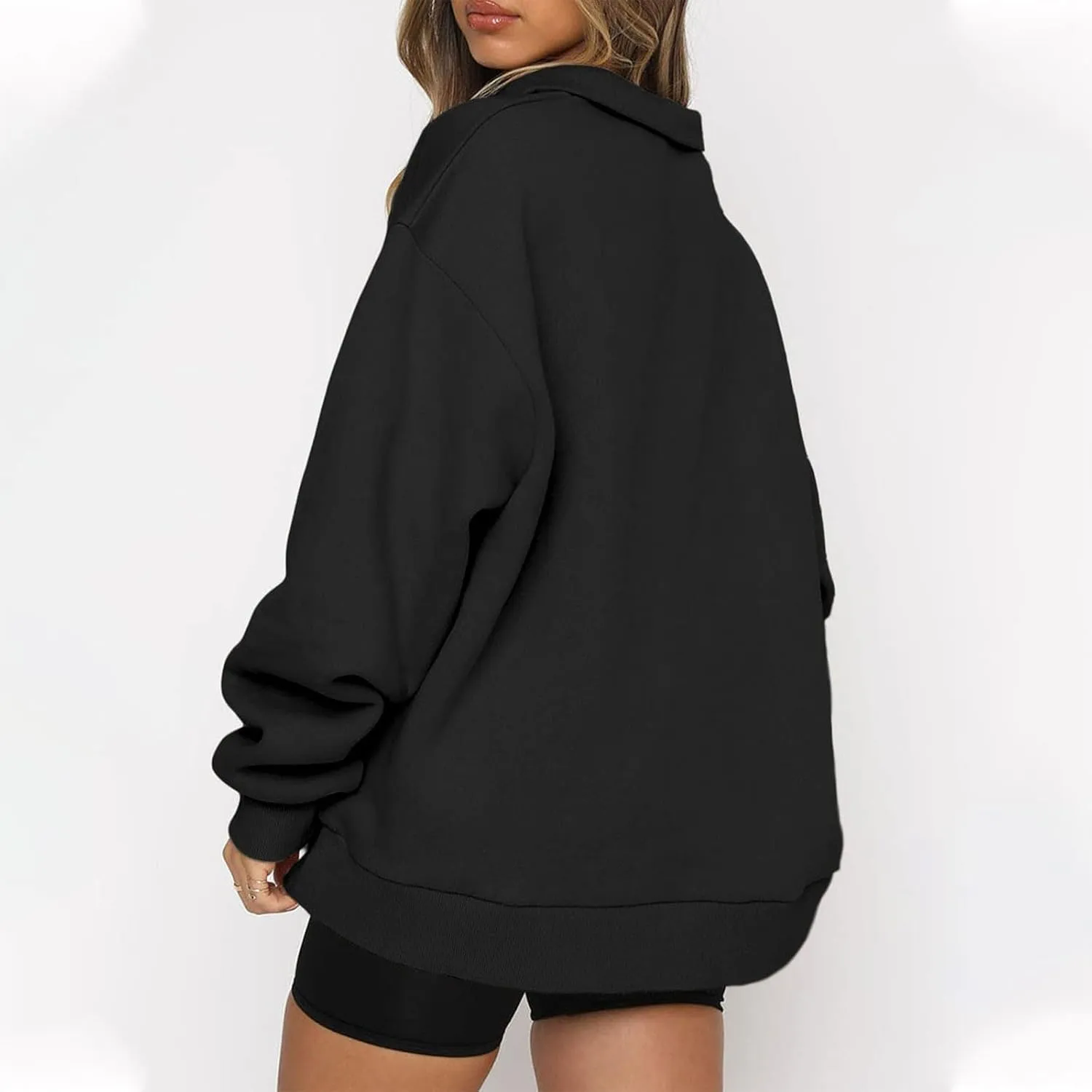 Women's Oversized Half Zip Fleece Sweatshirts Quarter Zip Pullover Top Fall 2024 Outfits Trendy Teens Preppy Clothes
