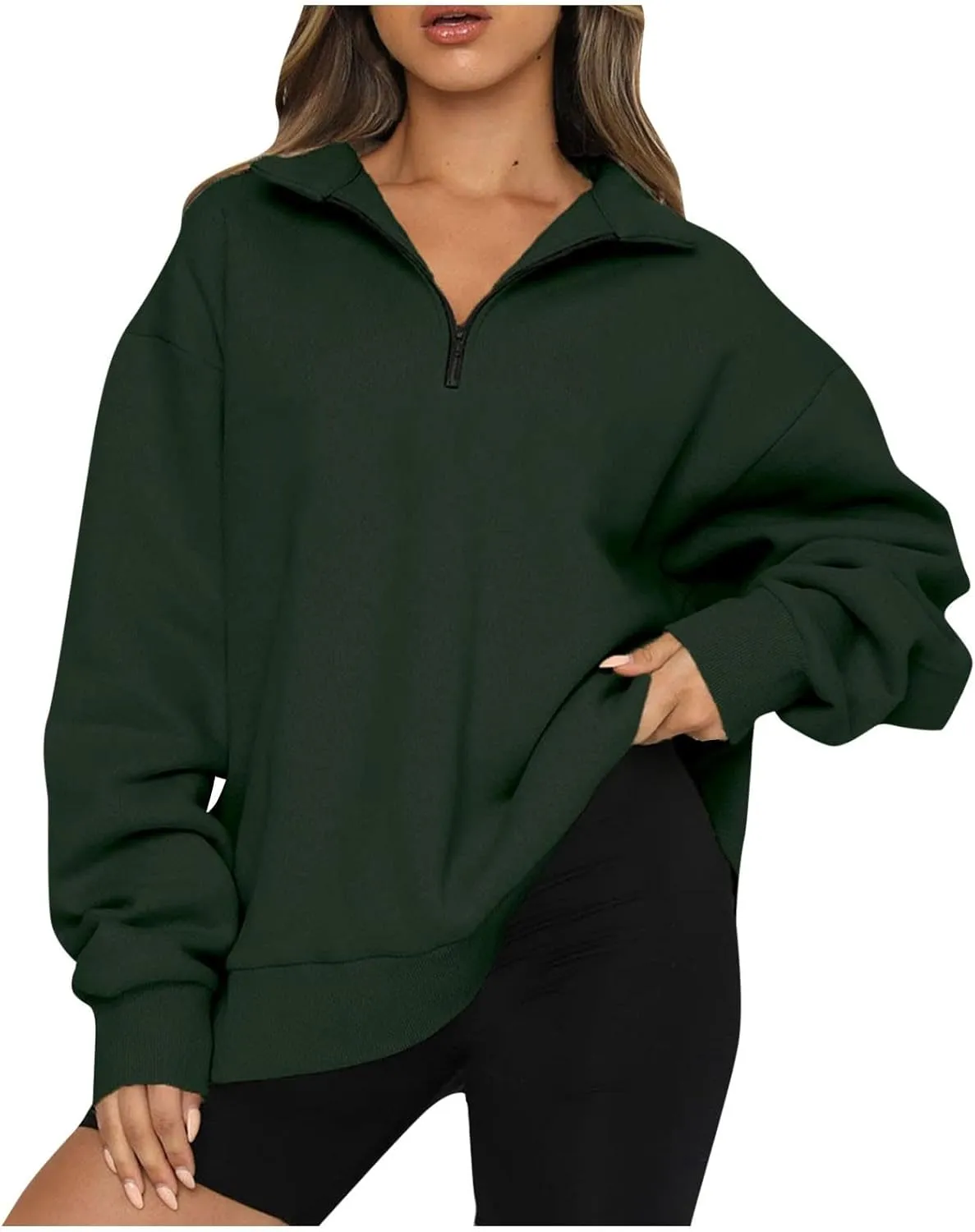 Women's Oversized Half Zip Fleece Sweatshirts Quarter Zip Pullover Top Fall 2024 Outfits Trendy Teens Preppy Clothes