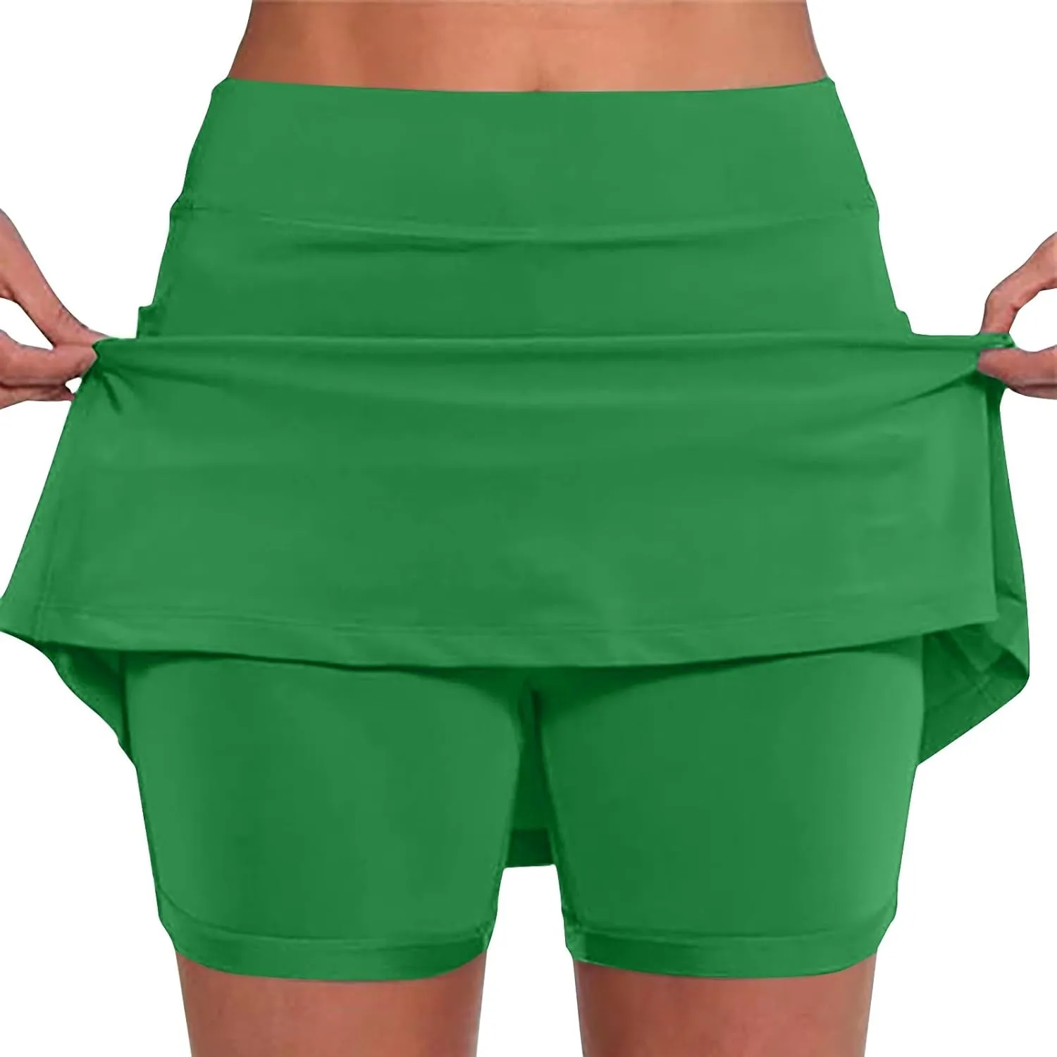 Women's Shorts Skirt Solid Mid-Rise Sports Fitness Casual Layered Shorts Thigh High Casual Exercise Pants 2025
