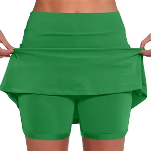 Women's Shorts Skirt Solid Mid-Rise Sports Fitness Casual Layered Shorts Thigh High Casual Exercise Pants 2025
