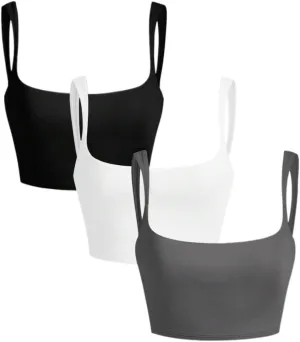 Womens Sleeveless Camisole Tank Tops Blouse Solid Color Cropped Top Camisole Top