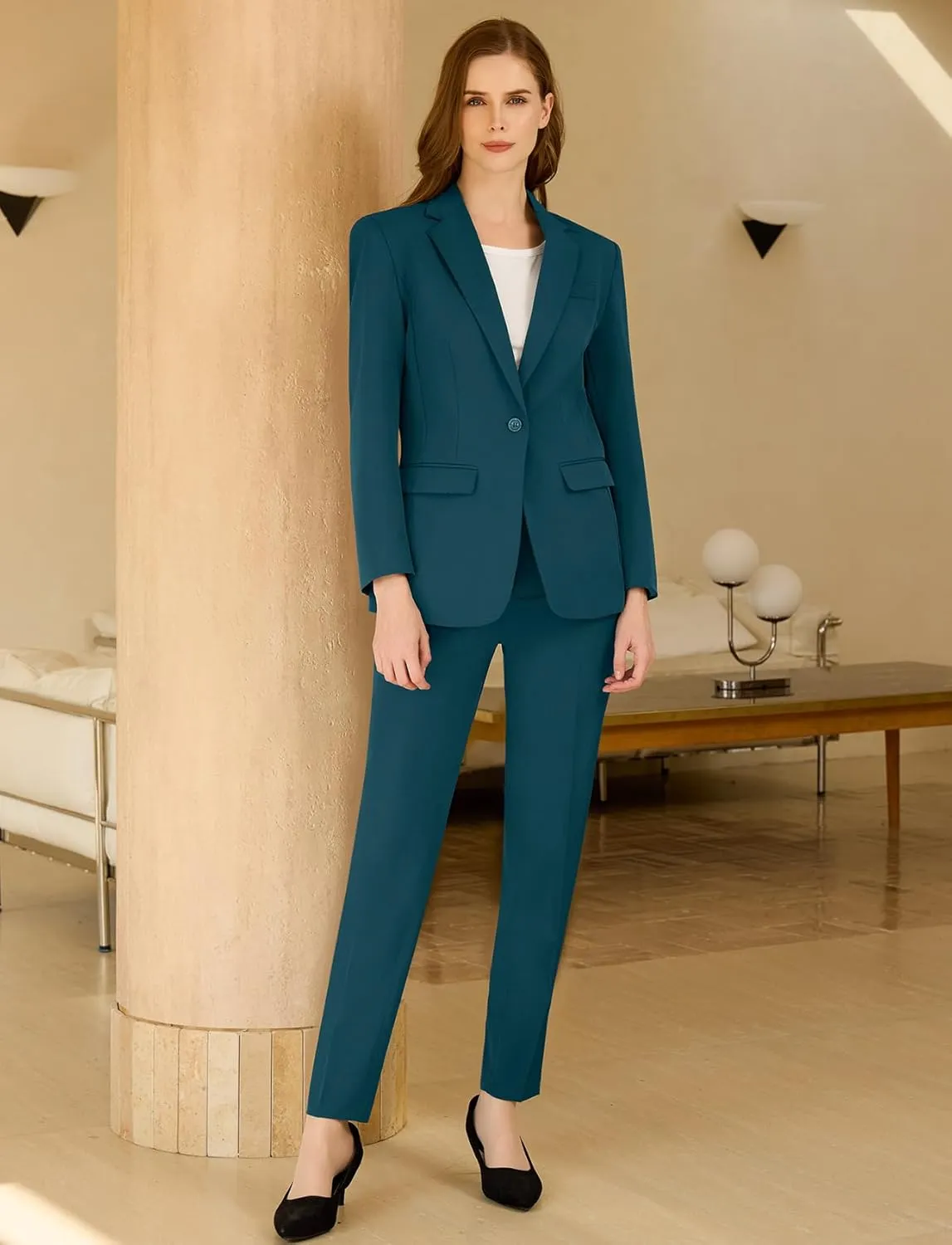Womens Suit 2 Piece Slim Fit Outfits Suits Professional Blazer with Pants Dressy Casual Suiting Business Office Sets for Work