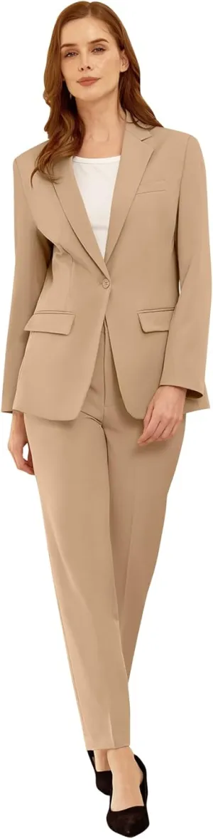 Womens Suit 2 Piece Slim Fit Outfits Suits Professional Blazer with Pants Dressy Casual Suiting Business Office Sets for Work