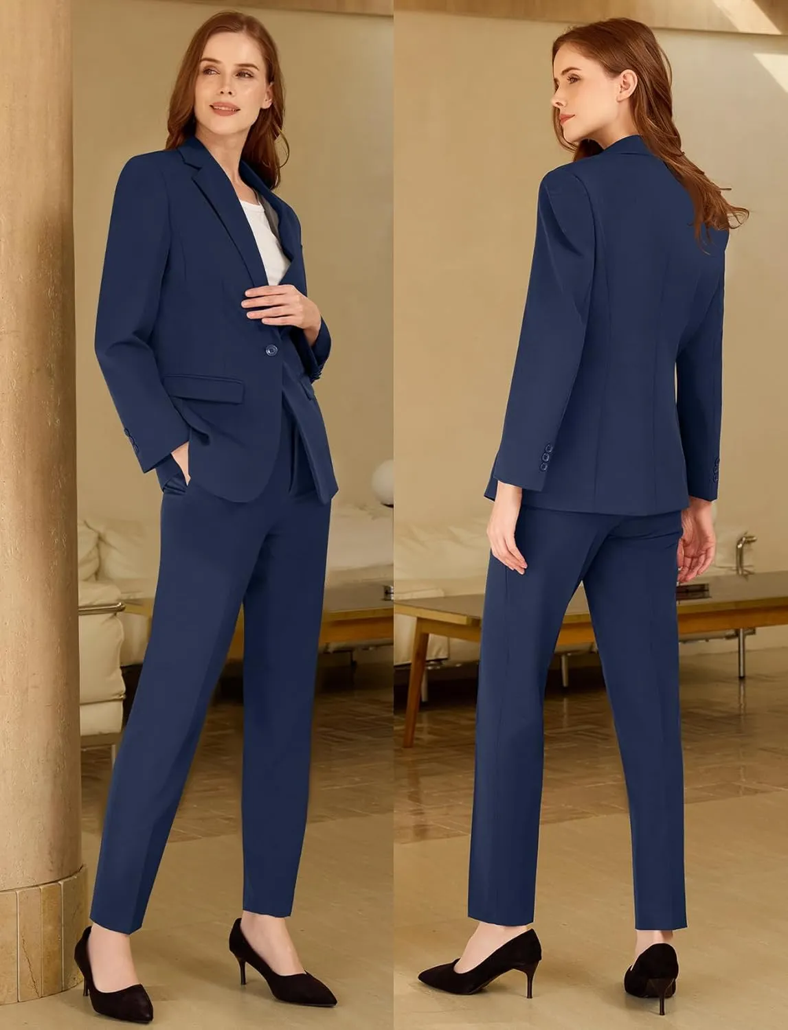 Womens Suit 2 Piece Slim Fit Outfits Suits Professional Blazer with Pants Dressy Casual Suiting Business Office Sets for Work