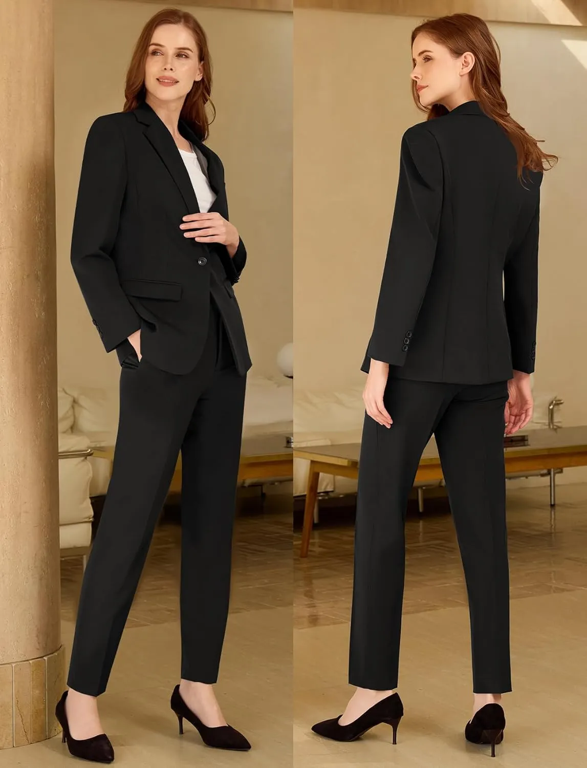 Womens Suit 2 Piece Slim Fit Outfits Suits Professional Blazer with Pants Dressy Casual Suiting Business Office Sets for Work
