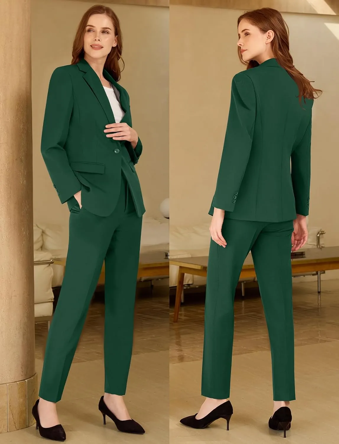 Womens Suit 2 Piece Slim Fit Outfits Suits Professional Blazer with Pants Dressy Casual Suiting Business Office Sets for Work