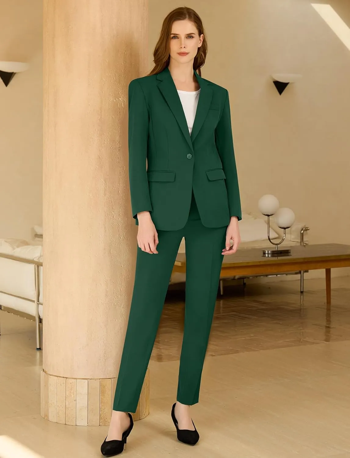 Womens Suit 2 Piece Slim Fit Outfits Suits Professional Blazer with Pants Dressy Casual Suiting Business Office Sets for Work