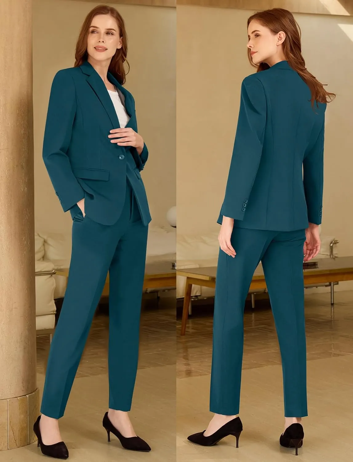 Womens Suit 2 Piece Slim Fit Outfits Suits Professional Blazer with Pants Dressy Casual Suiting Business Office Sets for Work