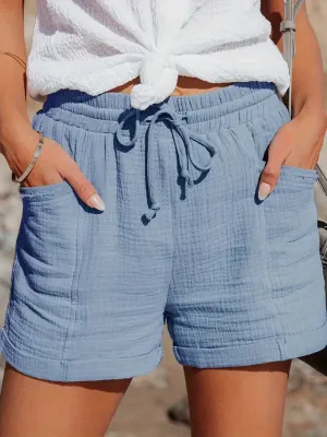 Women's Summer Casual Blue Cotton Shorts
