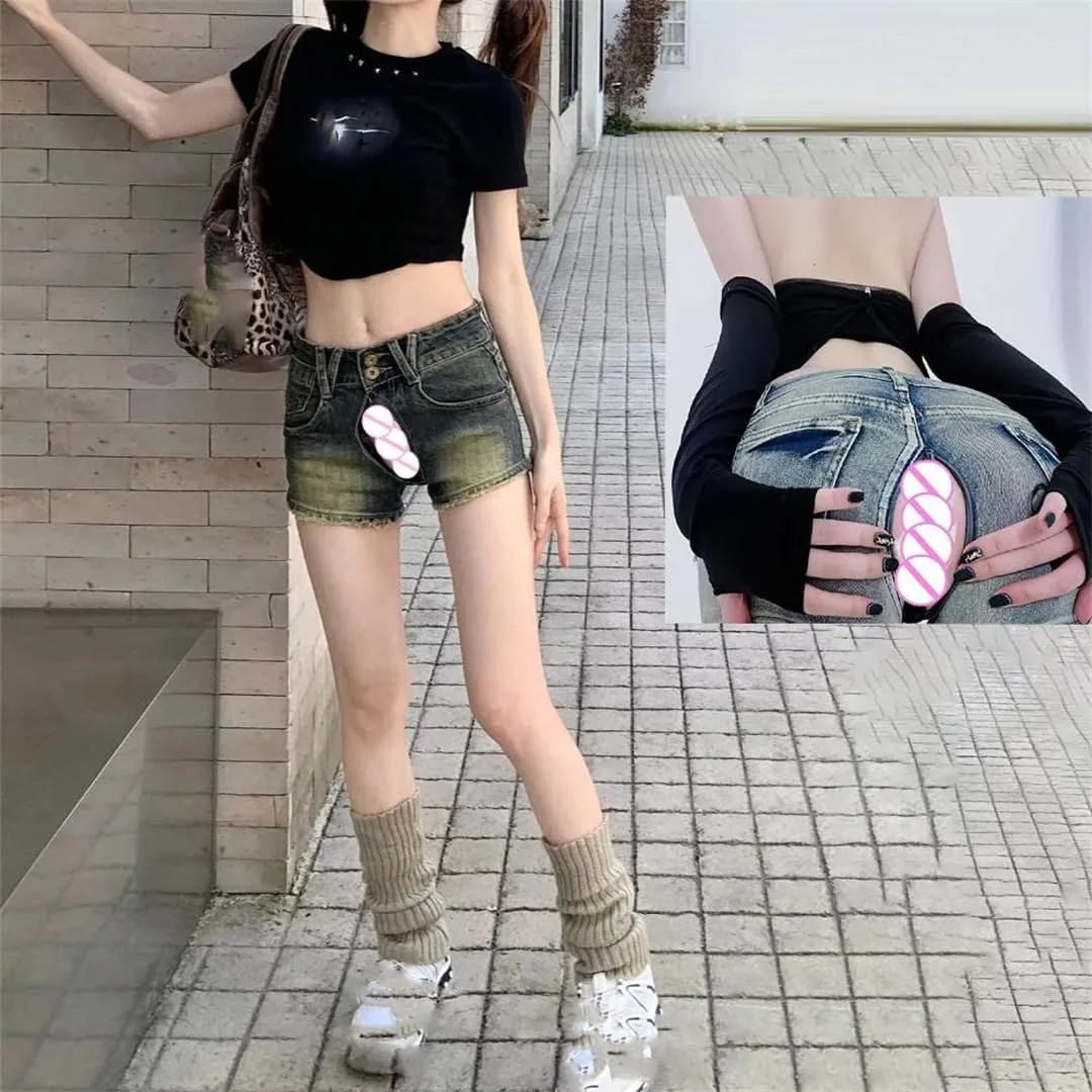 Women's Summer Shorts Vintage Jeans Denim Elastic High Waist Tight Exotic Hot Pants