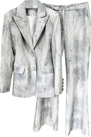 Women's Two Piece Set for Lapel Long Sleeve Blazer Coat High Waist Wide Leg Pant Sets Female Fashion Outfits