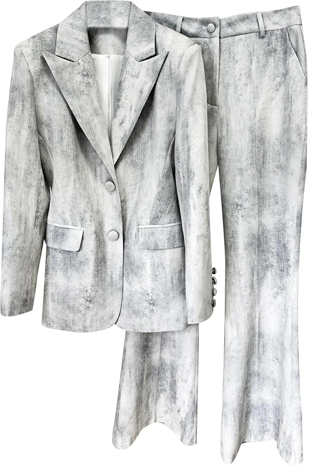 Women's Two Piece Set for Lapel Long Sleeve Blazer Coat High Waist Wide Leg Pant Sets Female Fashion Outfits