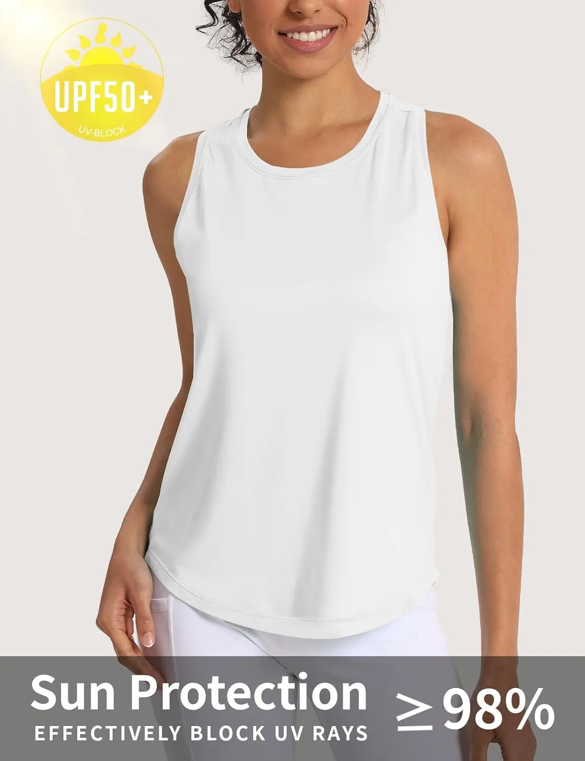 Women's Workout Tank Tops Racerback Top Sleeveless Running Shirts Athletic Gym Sports UPF 50 