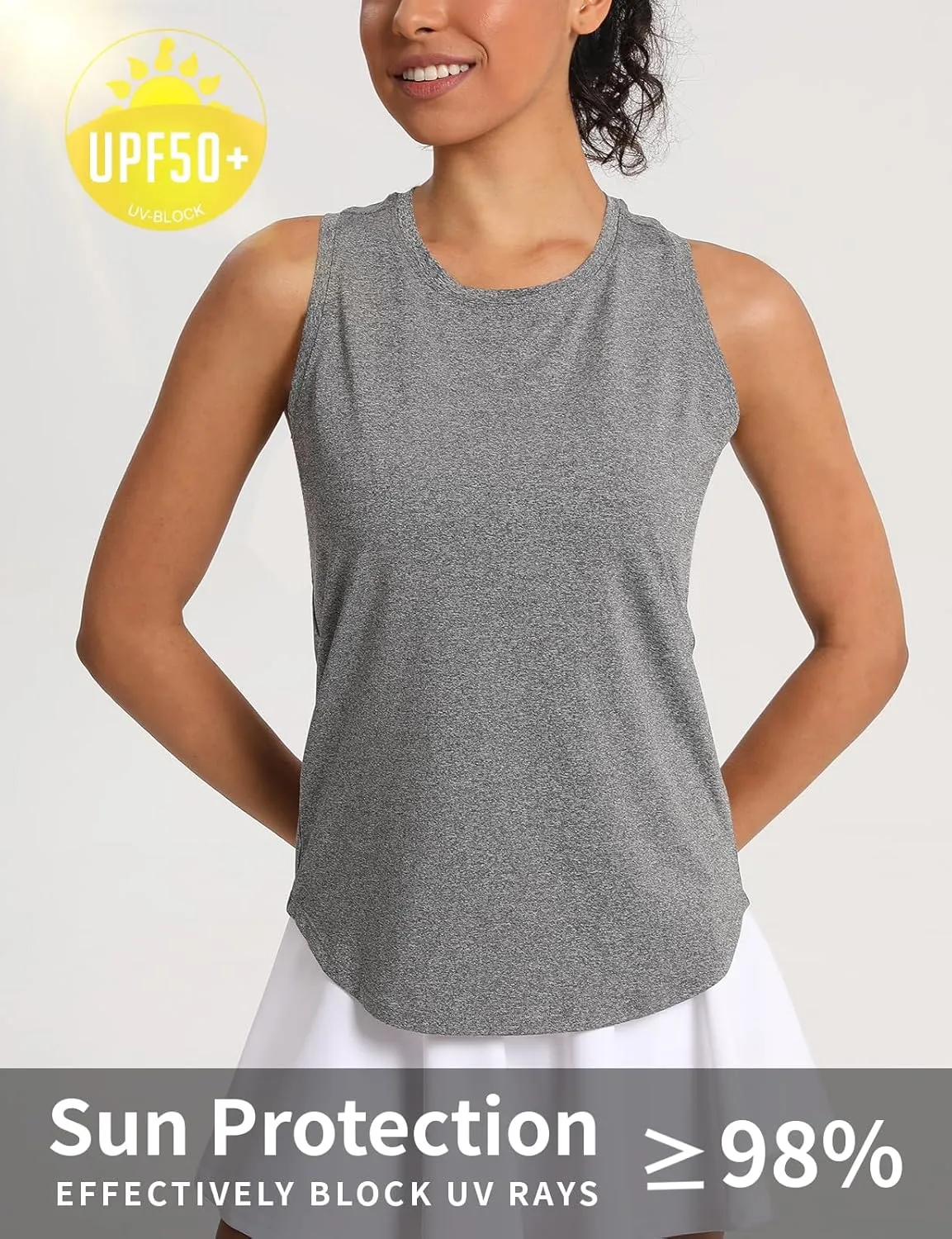 Women's Workout Tank Tops Racerback Top Sleeveless Running Shirts Athletic Gym Sports UPF 50 