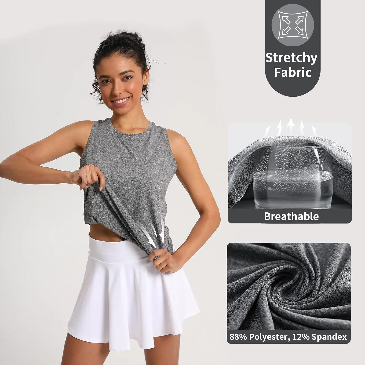 Women's Workout Tank Tops Racerback Top Sleeveless Running Shirts Athletic Gym Sports UPF 50 