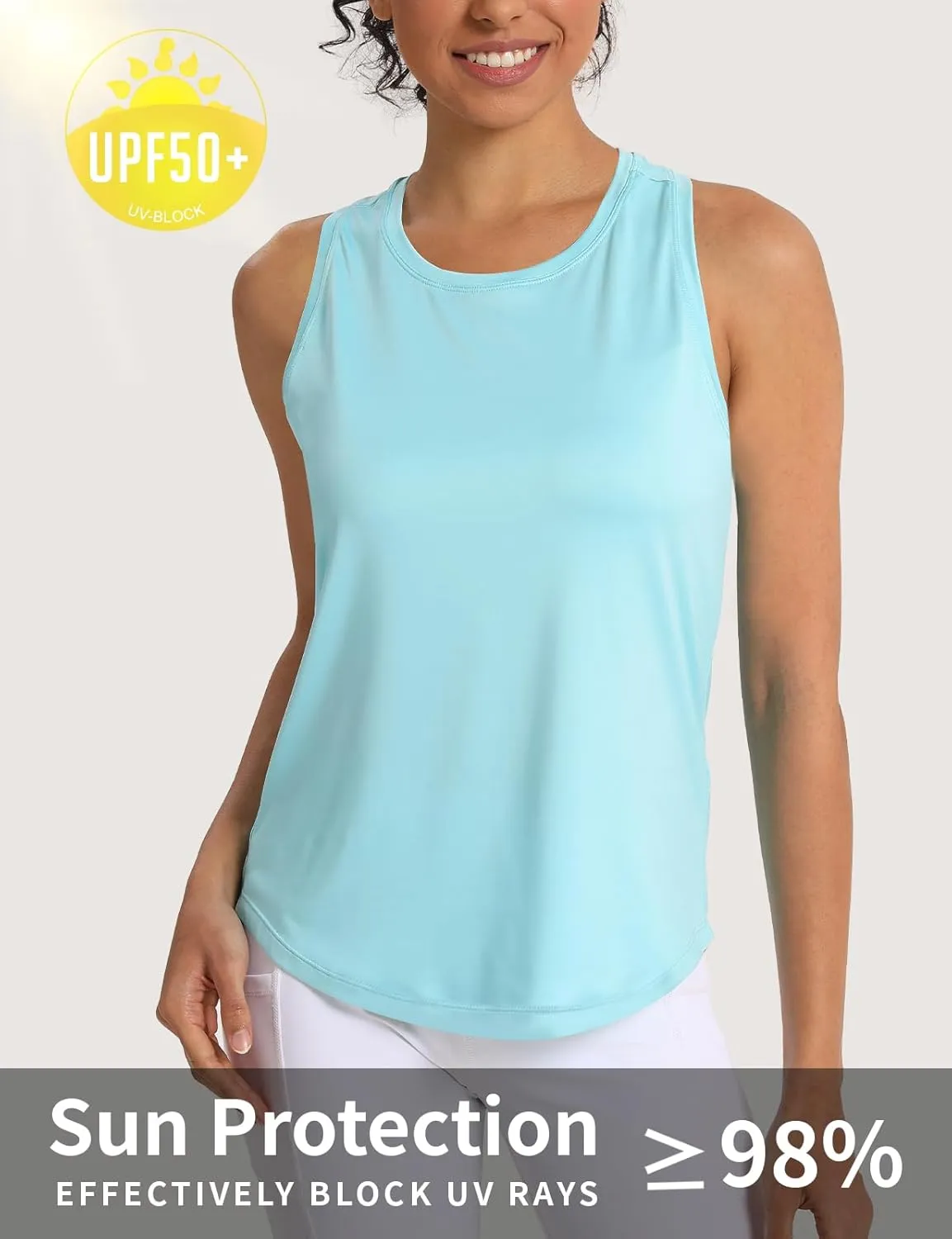 Women's Workout Tank Tops Racerback Top Sleeveless Running Shirts Athletic Gym Sports UPF 50 