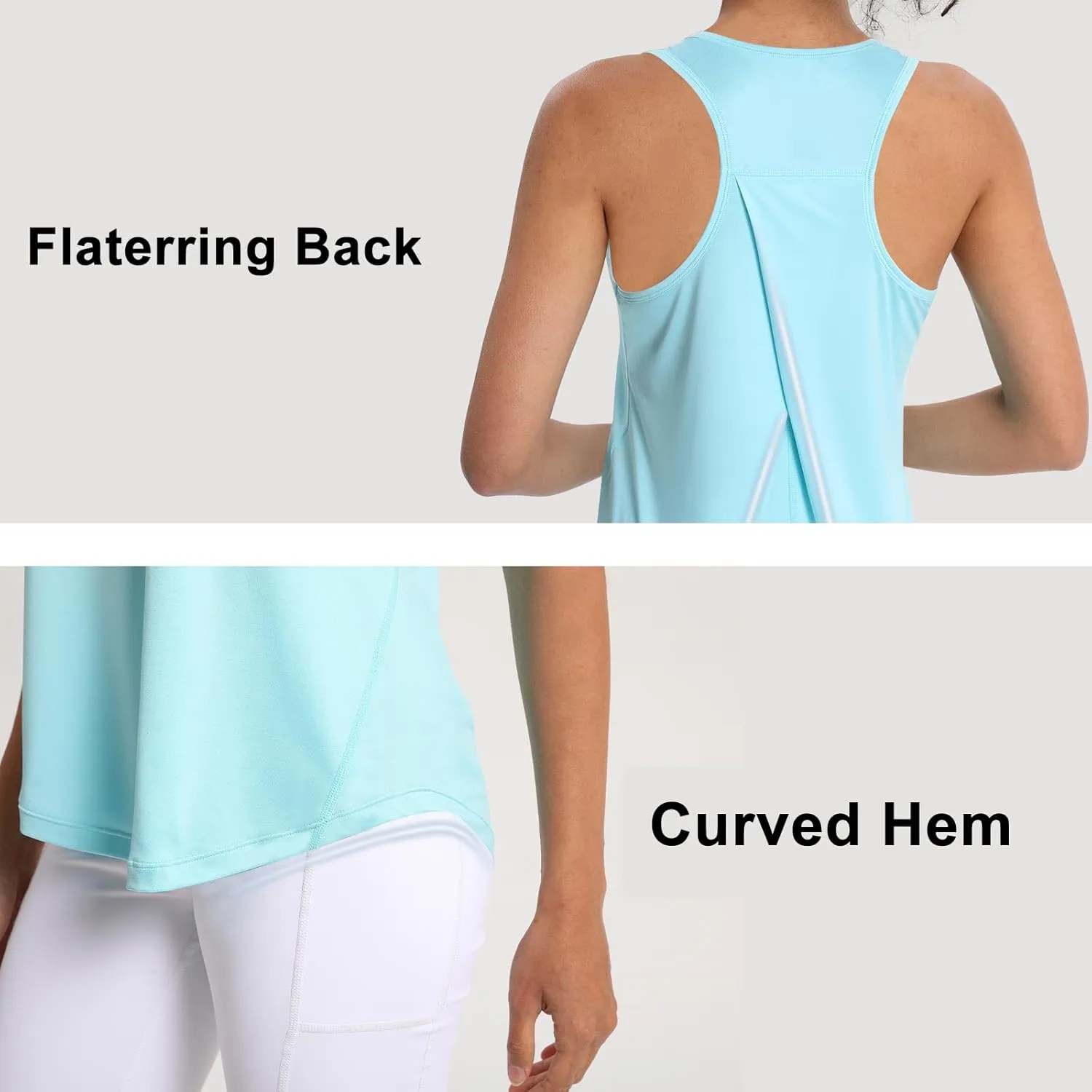 Women's Workout Tank Tops Racerback Top Sleeveless Running Shirts Athletic Gym Sports UPF 50 