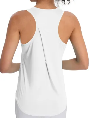 Women's Workout Tank Tops Racerback Top Sleeveless Running Shirts Athletic Gym Sports UPF 50 