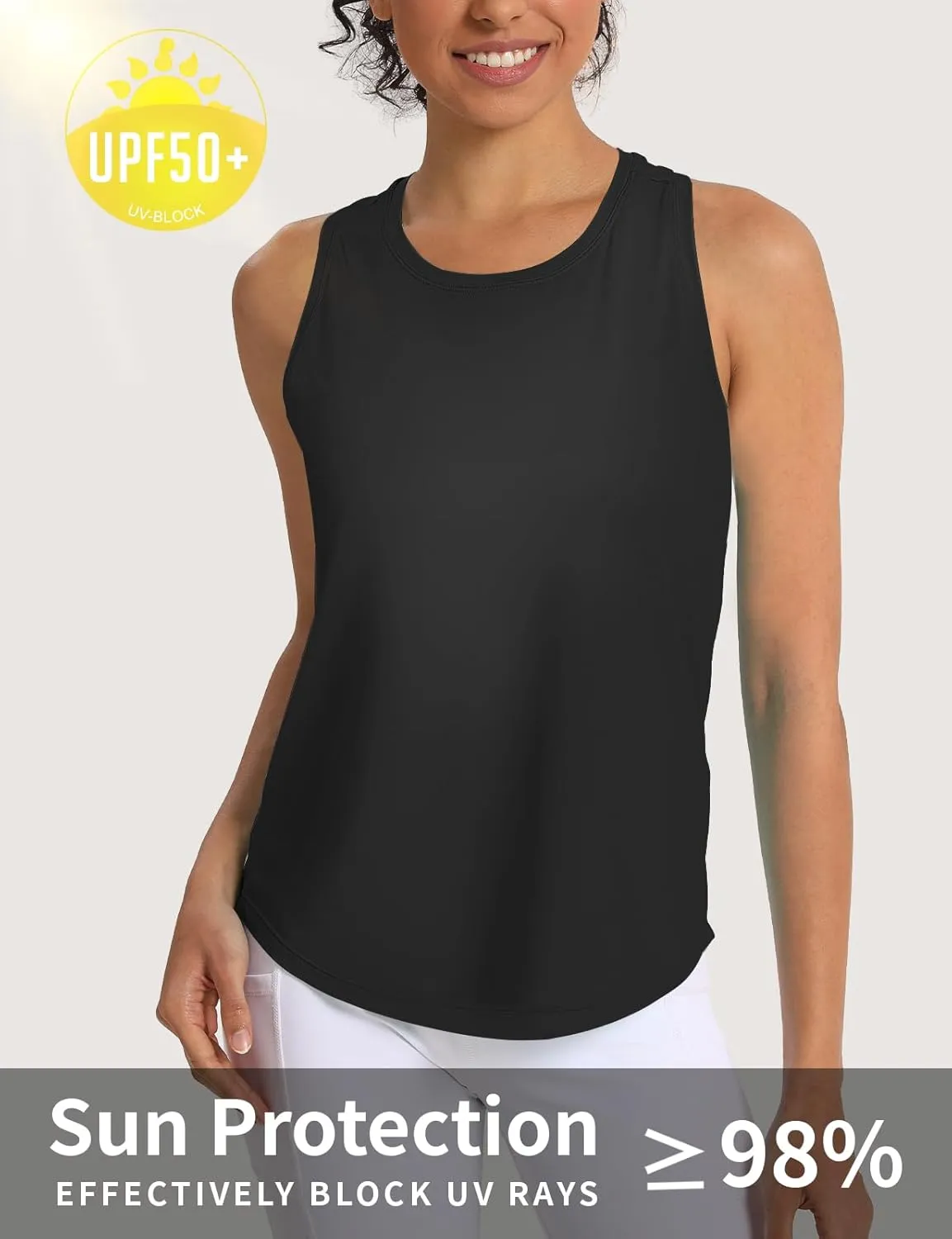 Women's Workout Tank Tops Racerback Top Sleeveless Running Shirts Athletic Gym Sports UPF 50 
