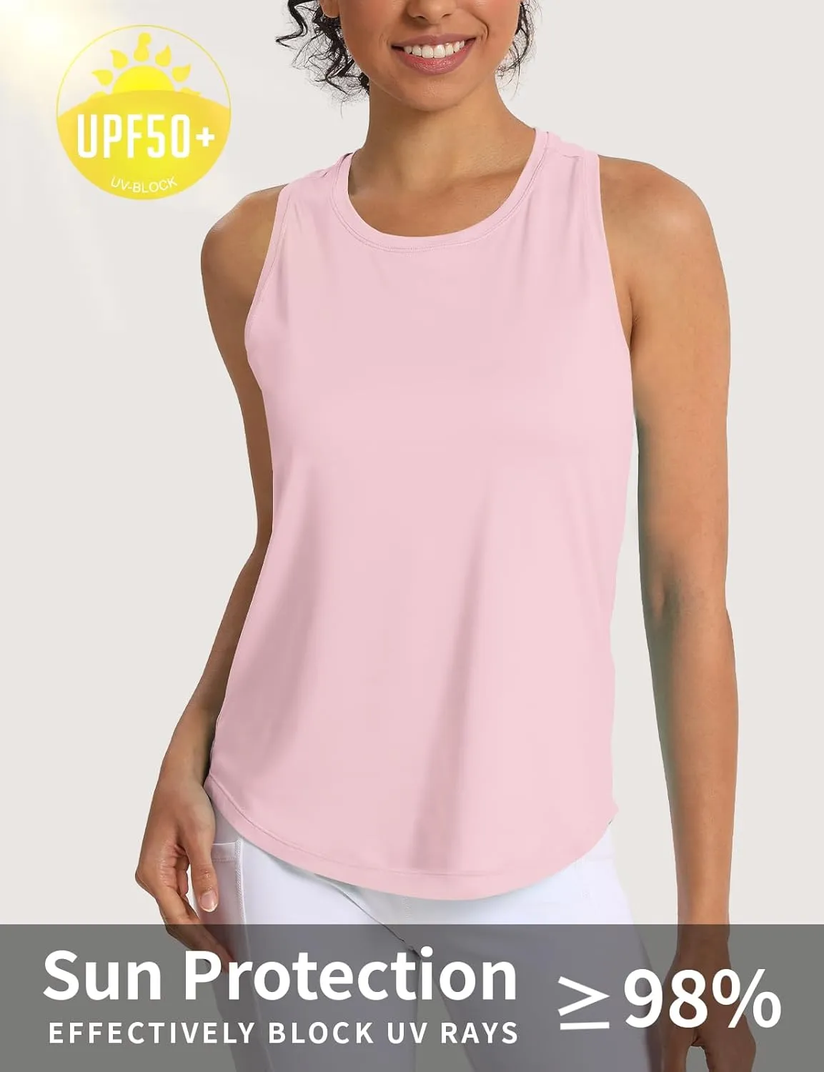 Women's Workout Tank Tops Racerback Top Sleeveless Running Shirts Athletic Gym Sports UPF 50 
