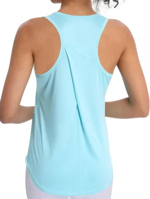 Women's Workout Tank Tops Racerback Top Sleeveless Running Shirts Athletic Gym Sports UPF 50 