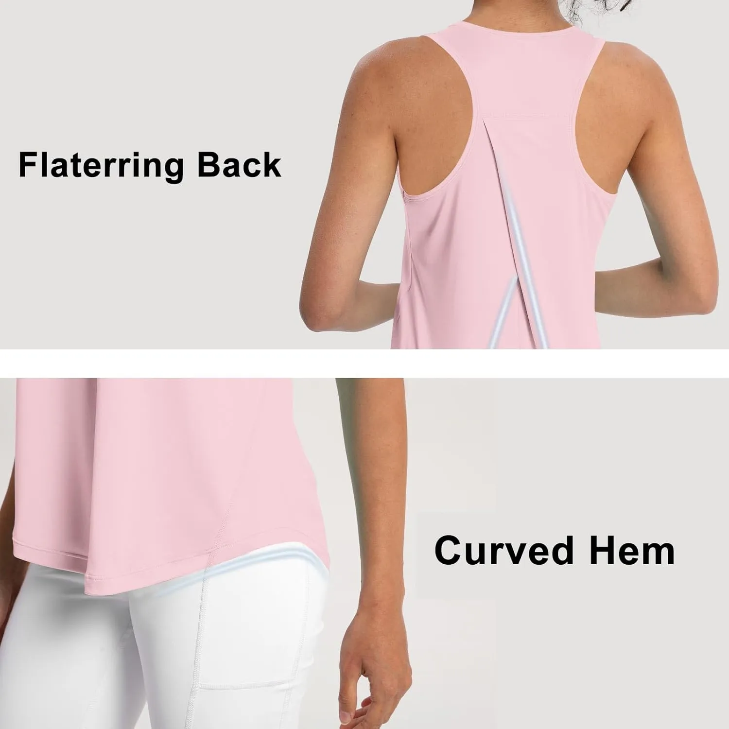 Women's Workout Tank Tops Racerback Top Sleeveless Running Shirts Athletic Gym Sports UPF 50 