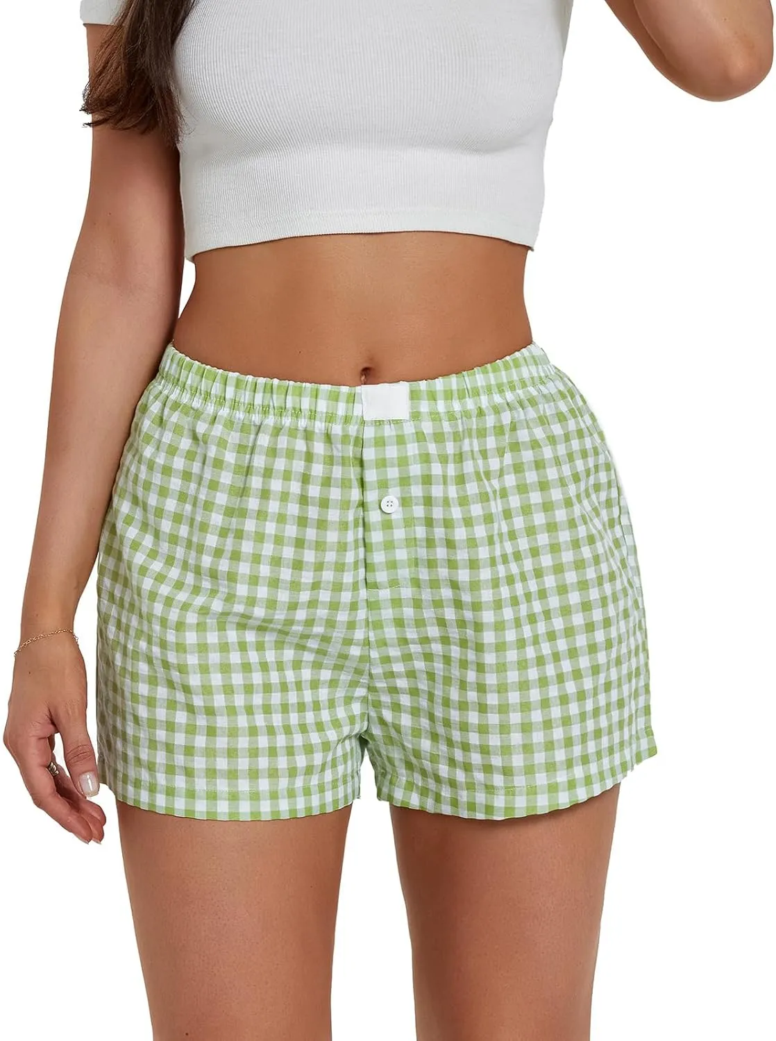 Womens Y2k Plaid Shorts Women Cute Lounge Pajama Sleep Comfy & Casual Gingham PJ Boxer Shorts