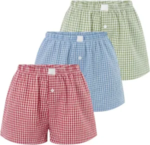 Womens Y2k Plaid Shorts Women Cute Lounge Pajama Sleep Comfy & Casual Gingham PJ Boxer Shorts