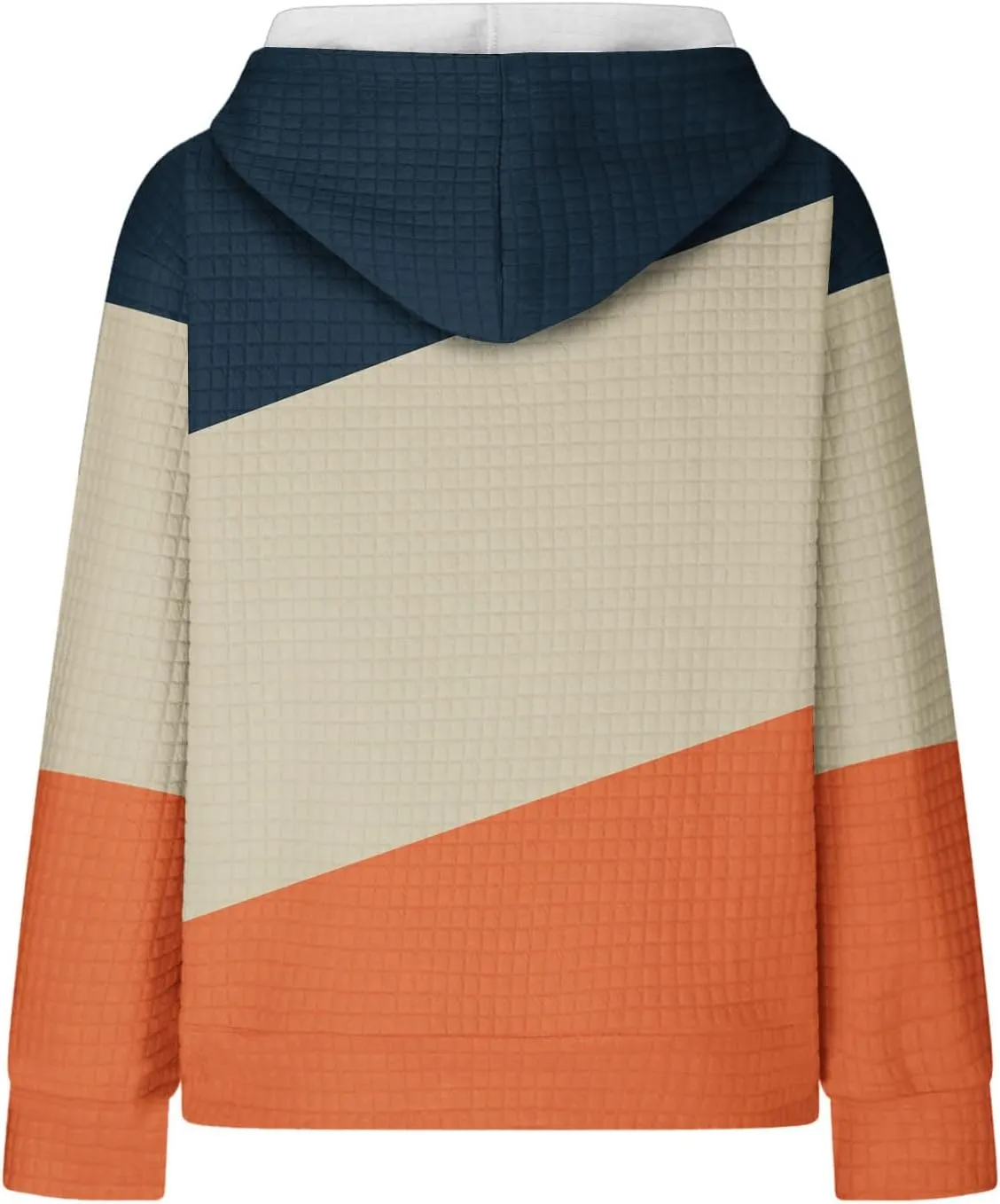 Womens Zip Up Hoodies Long Sleeve Color Block Waffle Knit Hooded Sweatshirt Comfy Oversized Sweatshirts